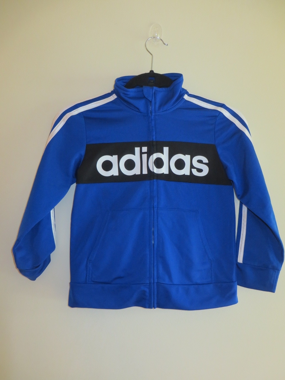 adidas Blue and White Logo Full-Zip Jacket